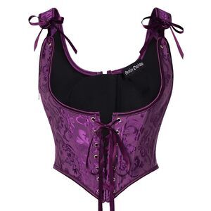 6584 Renaissance Bustier Tops Floral Ren Faire Underbust Corset with Zipper